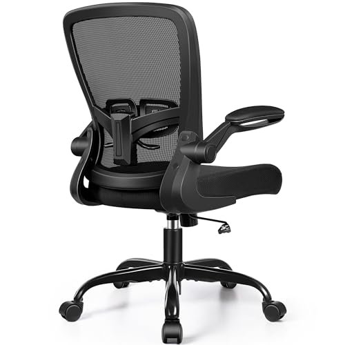 FelixKing Office Chair, Ergonomic Desk Chair with Adjustable Height and Lumbar Support Swivel Lumbar Support Desk Computer Chair with Flip up Armrests for Conference Room (Black)