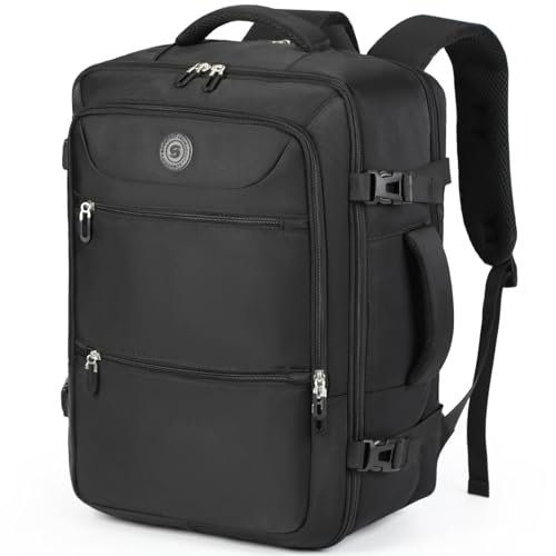 Sowaovut Travel Backpack, 50L Extra Large Backpacks, Flight Approved Daypack, Business Bag Fit 17 inch Laptop for Men Women, Black, Large, Travel Laptop Backpack