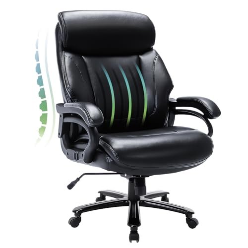 Best Desk Chair for Heavy Person: Top Picks for Ultimate Comfort and Durability 4 Big and Tall Office Chair 400lbs-Heavy Duty Executive Desk Chair with Extra Wide Seat, High Back Ergonomic Leather Computer Chair with Tilt Rock&Tension, Padded Armrests-Black