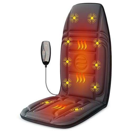 Vibration Back Massager with Heat, Massage Chair Pad with 10 Vibration Motors & 2 Heating Levels, Chair Massager for Recliner, Office Chair, Sofa, Gifts for Mom Dad Woman Man