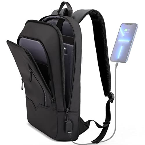Best Backpacks for Work And Travel Men: Guide to Durability & Style 7 hk Backpack for Men Business Slim Backpack with USB Charger Computer Lightweight Anti-theft Travel Backpacks 15.6 inch Water Resistant Laptop Bag for Work Office College-Black
