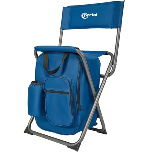 PORTAL Backpack Cooler Chair Fishing Chairs with Backrest Folding Camping Stool Compact for Outdoors Hiking Hunting Travel, Supports 225 lbs Capacity