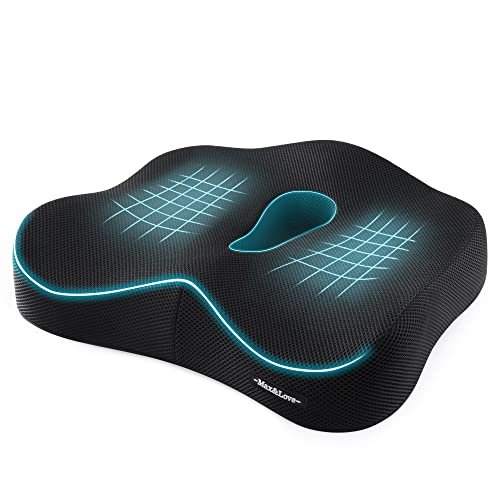 Memory Foam Seat Chair Cushion for Relieves Back Sciatica Pain Tailbone Pain Coccyx Degenerating Disc Orthopedic Osteoarthritis Prostate Cushion Low Back Pain Cushion Hip Shaping (Black mesh)