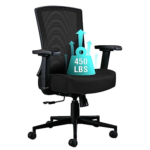 Best Desk Chair for Heavy Person: Top Picks for Ultimate Comfort and Durability 11 Blue Whale Big and Tall Office Chair 450lbs, Ergonomic High Back Computer Desk Chair for Heavy People with 2D Adjustable Waist Support and Heavy Duty Metal Base Mesh Chair