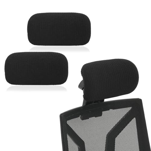 Qusmeiyici 2PCS Office Chair Headrest Attachment，Removable Washable Protector Recliner Headrest Protector（Black），Fit Most Types of Office Chairs. Perfect Choice for Home Study,Office.