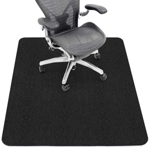 Sycoodeal Office Chair Mat for Hardwood Floor,Computer Gaming Chair Mat,Office Chair Mat for Tile Floor,Large Floor Protector Rug,Anti-Slip,Easy to Clean,Pure Black(48