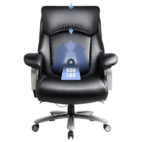 COLAMY Office Chair Big and Tall 500lbs-Heavy Duty Comfortable Computer Chair with Extra Wide Seat, High Back Executive Large Desk Chair with Thick Seat and Tilt Rock, Adjustable Lumbar Support-Black