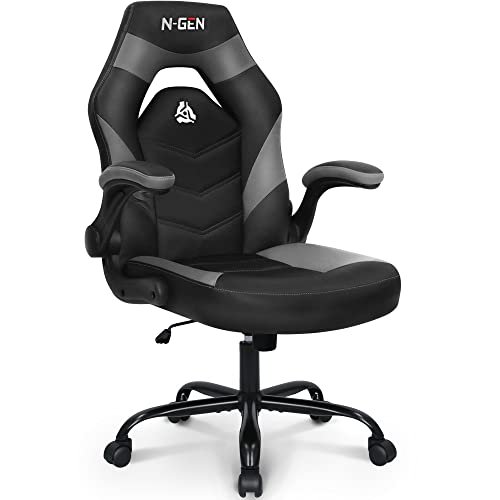 10 Best Desk Chair for Guitar Players: Top Ergonomic Picks 2 N-GEN Video Gaming Computer Chair Ergonomic Desk Office Chair for Adults with Lumbar Support Flip-Up Arms Adjustable Height Swivel Wheels PU Leather Executive Design for Home and Office (Grey)