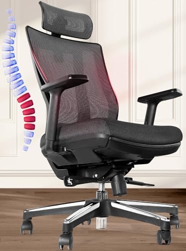 CabeVibe Ergonomic Office Chair - 6‘4“ Big & Tall Home Office Desk Chairs Seat Depth Adjustable with Lumbar Support - Adjustable Computer Task Chair with Headrest (Ergo Pro 633)