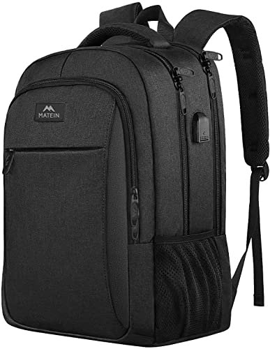 Best Business Travel Backpacks for Clothes: Guide for Professionals 9 MATEIN Business Laptop Backpack, 15.6 Inch Travel Laptop Bag Rucksack with USB Charging Port, Water-Resistant Bag Daypack for Work College Computer Men Women Backpack, Black
