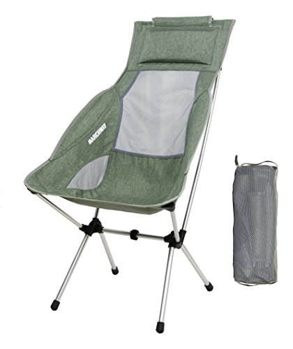 MARCHWAY Lightweight Folding High Back Camping Chair with Headrest, Portable Compact for Outdoor Camp, Travel, Picnic, Festival, Hiking, Backpacking (Highback Green)