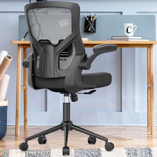 CYKOV Office Chair, High Back Desk Chair Adjustable Height and Ergonomic Design Home Office Computer Chair Executive Lumbar Support Padded Flip-up Armrest Swivel Task Chair