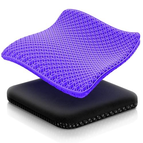 Seat Cushion, Thickened Big Gel Seat Cushion, Strong Support, Sciatica & Back Pain Relief, Breathable Cool Suitable as Office Chair Cushion, Car Seat Cushion, Wheelchair Cushions, 2 Non-Slip Covers