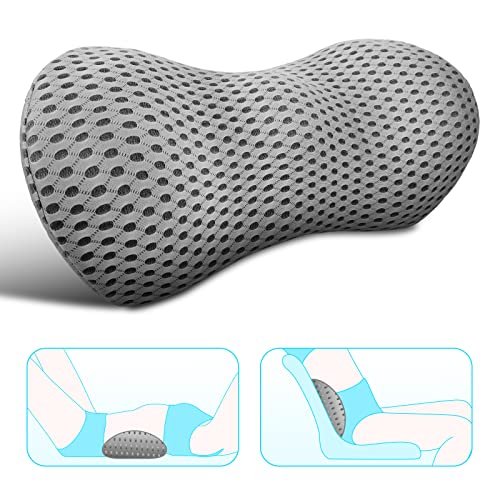 Lumbar Support Pillow - Memory Foam for Low Back Pain Relief, Ergonomic Streamline Car Seat, Office Chair, Recliner and Bed (Upgrade Gray)