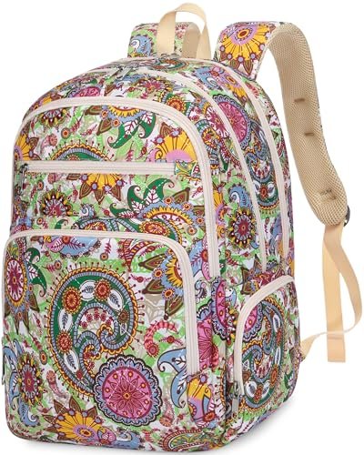 Travel Backpack for Women Large Overnight Weekender Bag Lightweight Casual Daypack College Campus Backpacks Fits 15.6 inch Laptop XL Carry On Back Pack Airline Approved Paisley Print Mochilas De Mujer