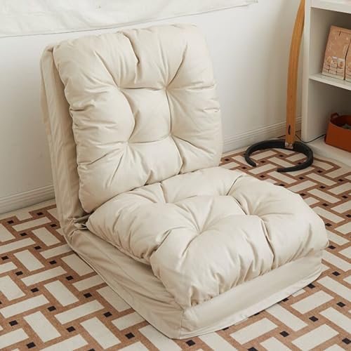 Floor Chair, Sofa Bed, Covertible Flip Chair, Floor Lounge Chair with Back Support, Lazy Sofa Bed for Adults, Adjustable Recliner Chair with 5 Position for Living Room (Beige)