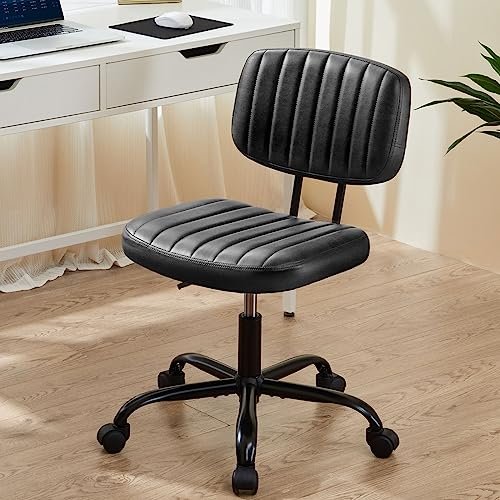 Best Chair for Writing Desk: Top Picks for Comfort and Style 6 Sweetcrispy Small Office Desk Chair with Wheels Armless Comfy Computer Chair with Lumbar Support, PU Leather Low Back Adjustable Height 360° Rolling Swivel Task Chair Without Arm for Home, Bedroom