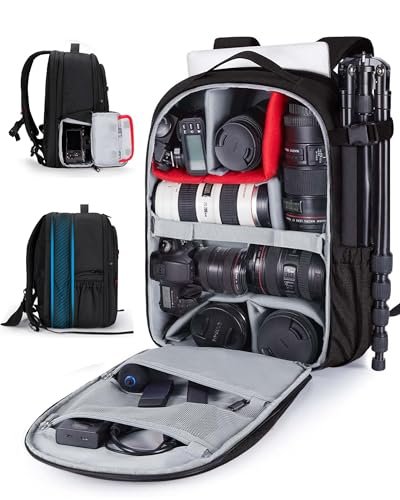 BAGSMART Camera Backpack, Expandable DSLR SLR Camera Bags for Photographers, Photography Travel Backpack with 15.6
