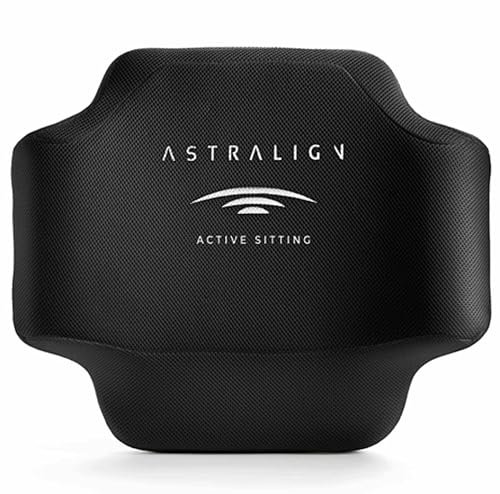 Astralign Office Chair Back Support Pillow: USA Made Thoracic Back Pillow for Back Pain & Neck Pain Relief, Back Posture Corrector Chair Pillow, Lumbar Support Pillow for Office Chair & Car, Black,Med