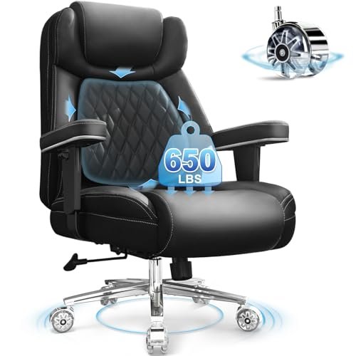 Best Office Chair for Gaming and Work: Top Picks for Comfort 3 Big and Tall Office Chair 650lbs,Heavy Duty Office Chairs with Dual Rubber Wheels,Extra Wide Desk Chair,Adjustable Ergonomic Lumbar Support,High Back Rocking Computer Chair for Heavy People