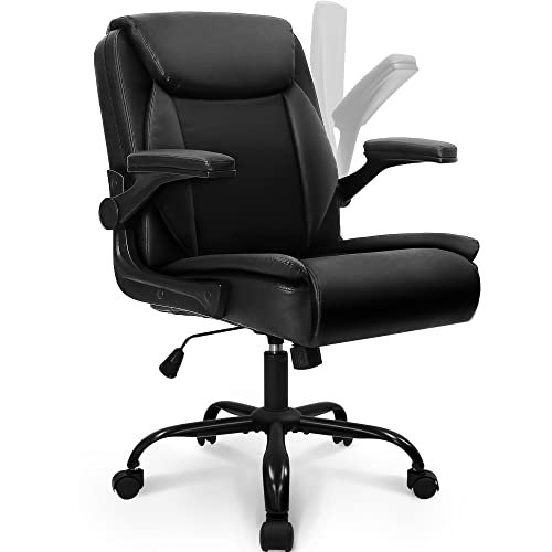 Best Office Chair for Gaming and Work: Top Picks for Comfort 7 NEO CHAIR Office Chair Adjustable Desk Chair Mid Back Executive Comfortable PU Leather Ergonomic Gaming Back Support Home Computer with Flip-up Armrest Swivel Wheels (Jet Black)