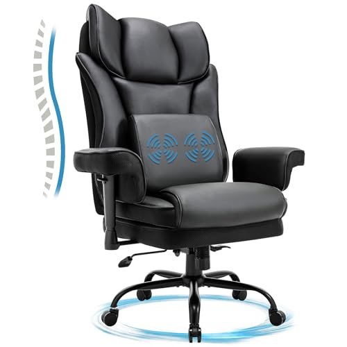 15 Best Office Chair for All Day Sitting: Top Picks for Endless Comfort 15 BOSMILLER Big and Tall Office Chair, 500lbs Rocking Massage High Back Desk Chair, Ergonomic Executive Office Chair with Adjustable Padded Armrest and Lumbar Support, Adjustable Height(Dark Black)