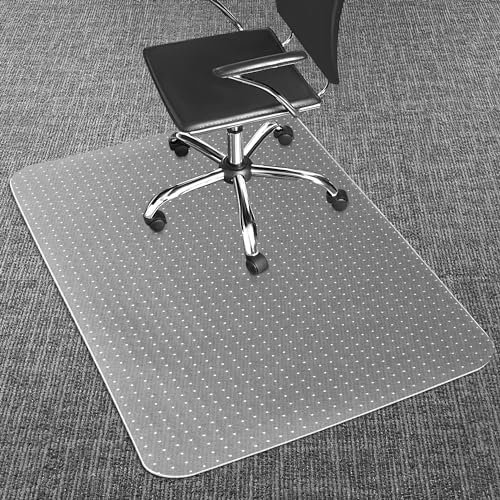 LeapYouth Office Chair Mat for Carpets, Clear Desk Floor Mat for Low, Flat and No Pile Carpeted Floors, Thick and Sturdy Carpet Protector for Desk Chair (48'' X 36'' Rectangle)