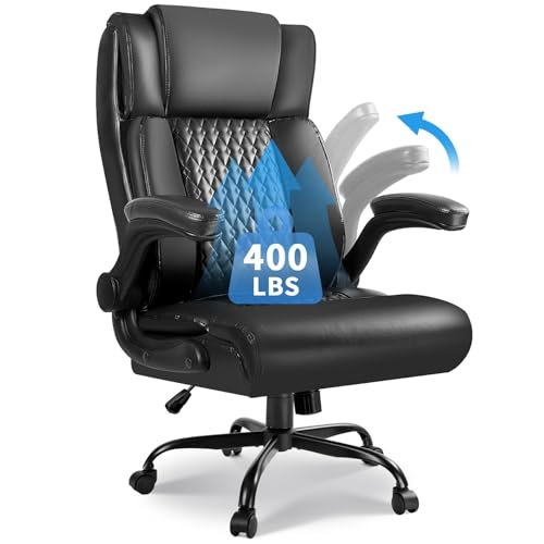 10 Best Office Chair for Hypermobility: Comfort & Support 8 VITESSE Executive Office Chair,Heavy Duty Office Chair with Flip up Armrest,Ergonomic High Back Computer Gaming Chairs Home Office 400lbs, Big and Tall Office Chair with Lumbar Support(Black)