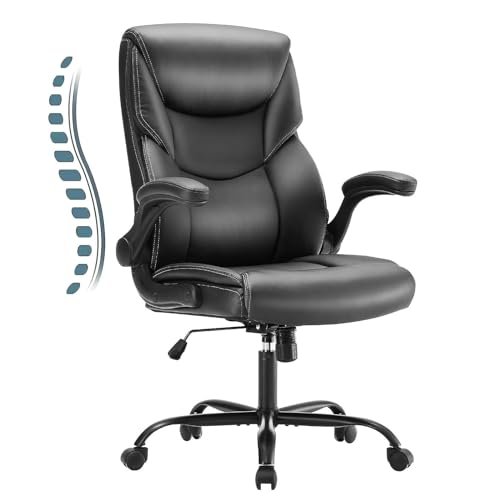10 Best Cheap Office Chair for Back Pain Relief: Top Picks for Comfort 2 Sweetcrispy Ergonomic Computer Gaming Office Chair, Heavy Duty Task Desk Swivel Rolling Chairs with Wheels, Flip-up Arms, Adjustable Height, PU Leather, Black