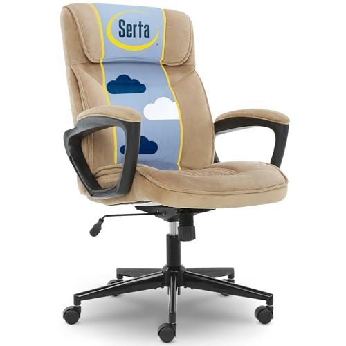The 10 Best Fabric for Office Chair: Comfort & Durability 10 Serta Hannah Executive Home Office Desk Chair, Ergonomic Mid-Back with Lumbar Support, Firm Seat Cushion, Layered Body Pillows, Padded Armrests, Swivel Base, Easy Assembly, Microfiber, Beige
