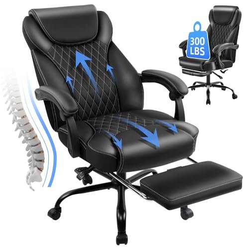 10 Best Office Chair for Editing: Comfort & Support Guide 11 amseatec Office Chair, Big and Tall Office Chair with Foot Rest Ergonomic Chair for Home Desk, Reclining High Back Leather Chairs with Lumbar Support(Black)