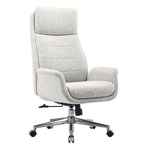 The 10 Best Fabric for Office Chair: Comfort & Durability 9 Realspace® Modern Comfort Pizana Bouclé Fabric High-Back Executive Office Chair, Light Sand/Brushed Nickel, BIFMA Compliant
