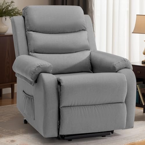 Korser Recliner Chair for Adults, Power Lift Reclining Chair for Elderly, Small Recliner with Assist for Seniors, Electric Single Lift Sofa with Memory Function for Living Room Reading Room, Darkgrey