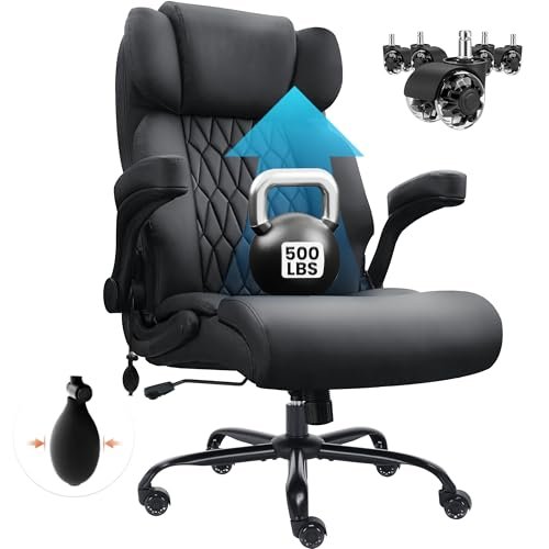 10 Best Office Chair for Editing: Comfort & Support Guide 7 500lbs Big and Tall Office Chair Adjustable Lumbar Support for Back Pain, Extra Wide Seat Executive Ergonomic Comfy Computer Desk Office Chair Thick Armrest Pad, Heavy Duty Base&Upgraded Wheels