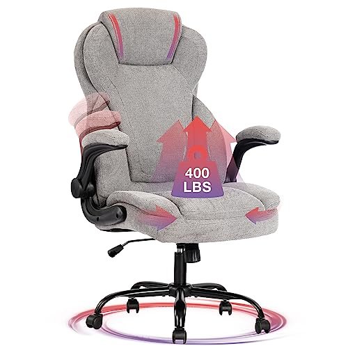 The 10 Best Fabric for Office Chair: Comfort & Durability 4 Big and Tall Fabric Office Chair 400lbs-Heavy Duty Executive Desk Chair with Extra Wide Seat, High Back Ergonomic Leather Computer Chair with Tilt Rock&Tension, Padded Armrests-Black