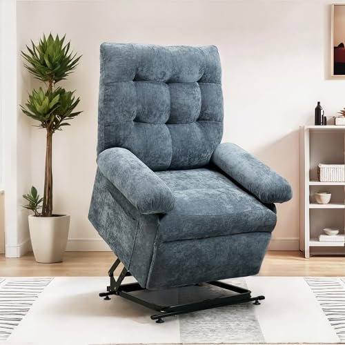FLEXISPOT XL1 Power Lift Recliner Chair for Elderly, Triple Motor Electric Lift Chair with Side Pockets, Stand Assist for Seniors, Single Sofa for Living Room Bedroom(Medium Size,Blue-Gray)