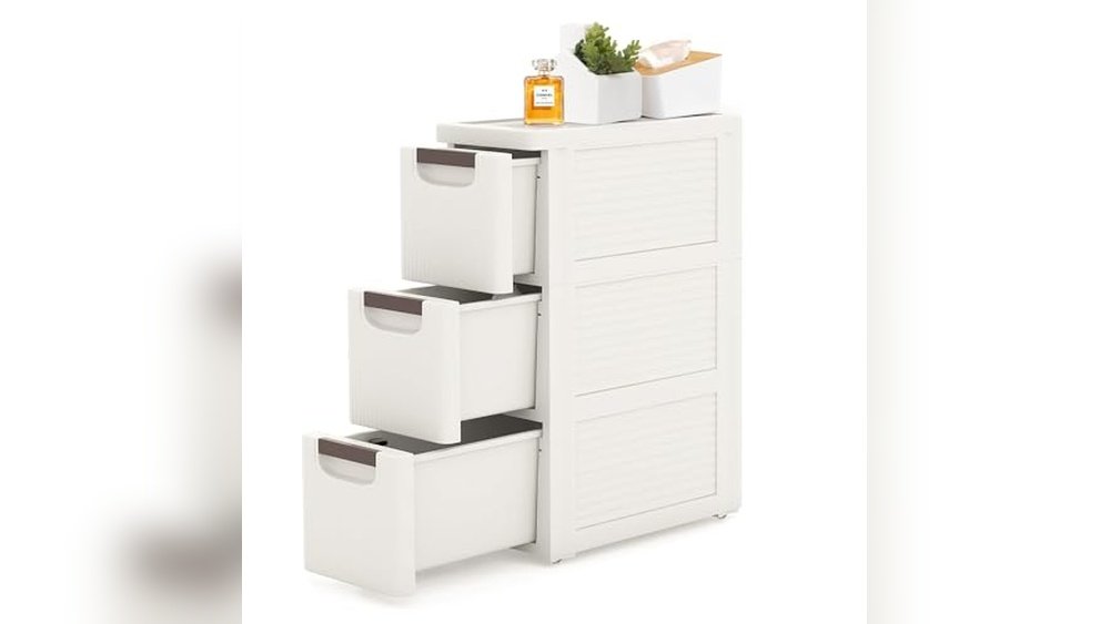 best slim plastic storage drawers for bathroom
