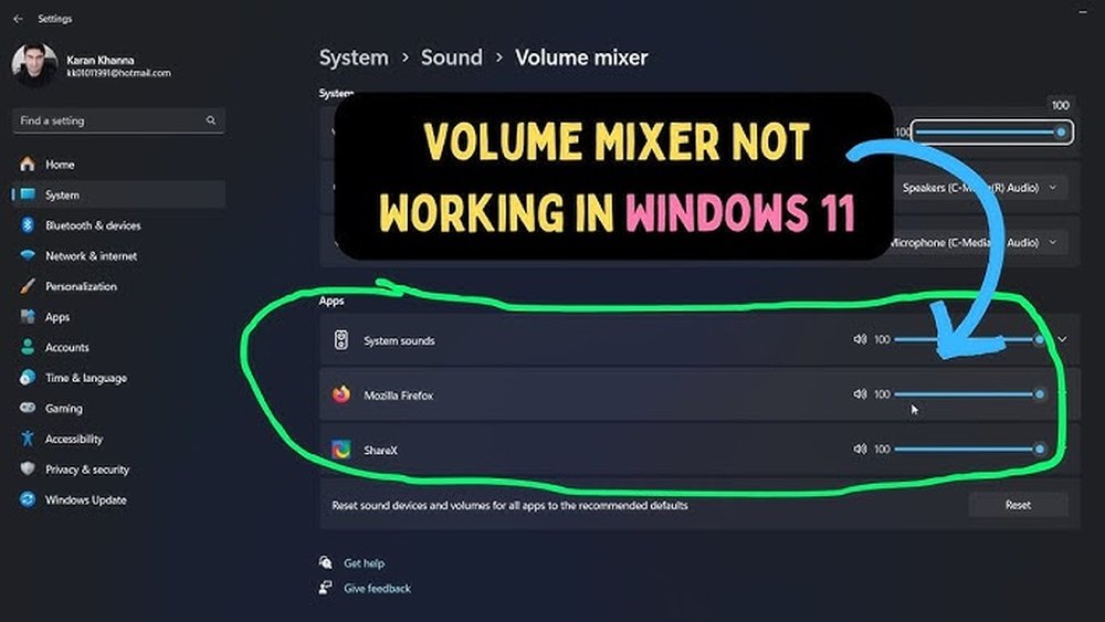 Windows Volume Mixer Not Working