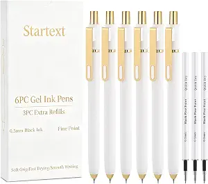 pen: 6Pcs Gel Pens-0.5mm Fine Point vs Black Pens Bulk 100 Pack