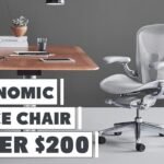 A comfortable ergonomic desk chair stands in a bright and modern home office.