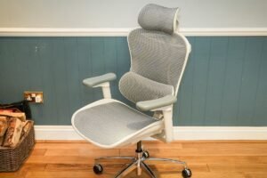A modern ergonomic office chair for a comfortable and productive home workspace setup.