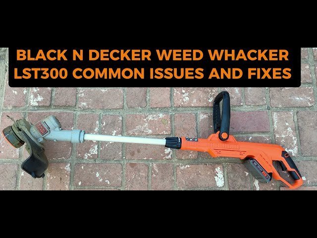 A person troubleshooting a Black and Decker trimmer by checking the battery connection.