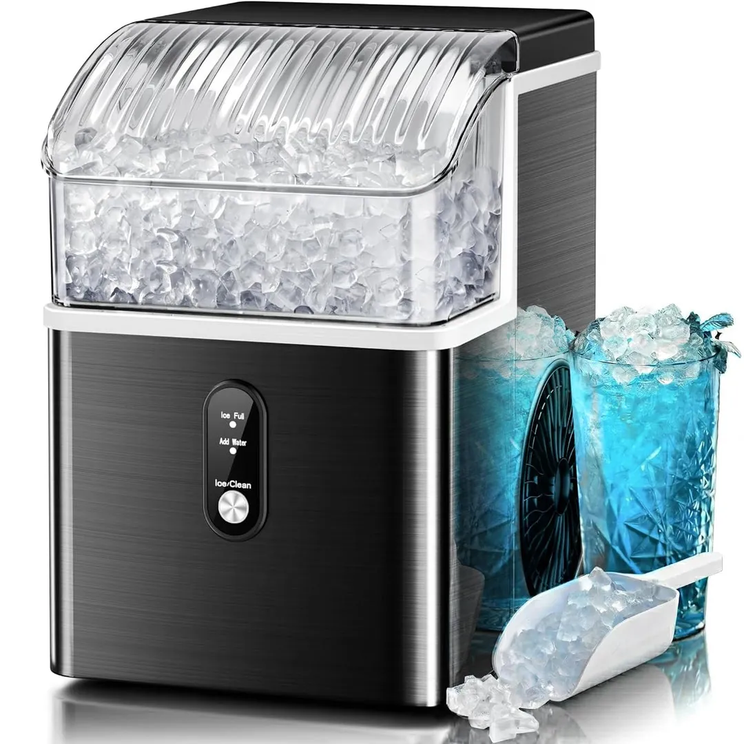 Close up of an ice maker sensor being blocked by a stray ice cube.