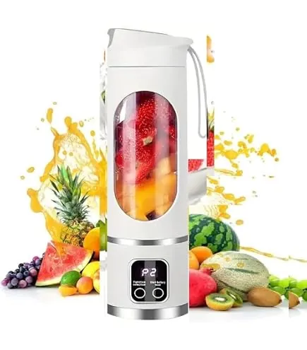 Inspecting the rating label on the bottom of a blender base.