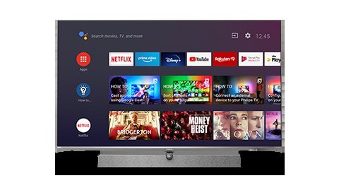 A minimalist living room setup featuring a Philips smart TV for streaming content.