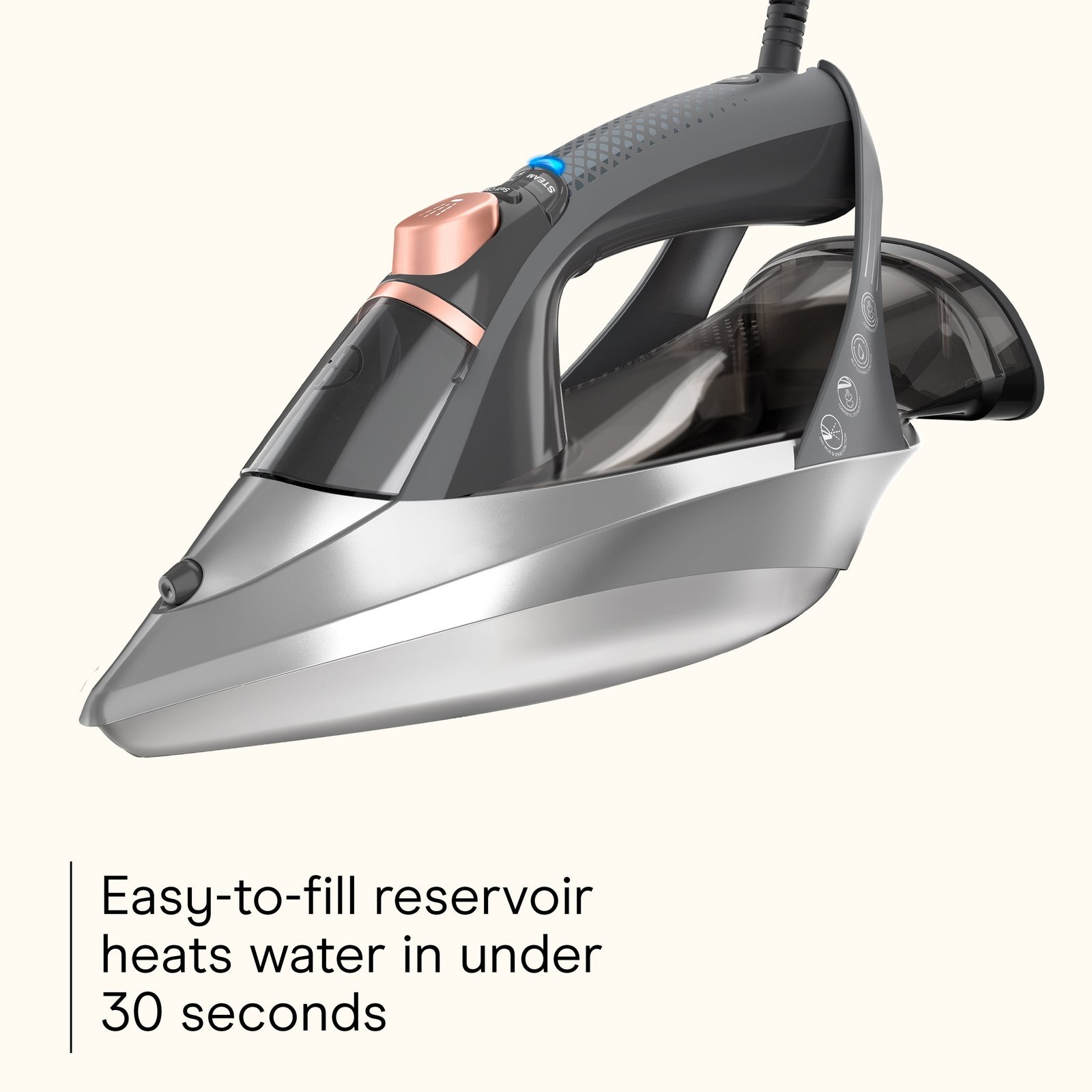 A Philips iron next to neatly folded shirts representing laundry care troubleshooting.