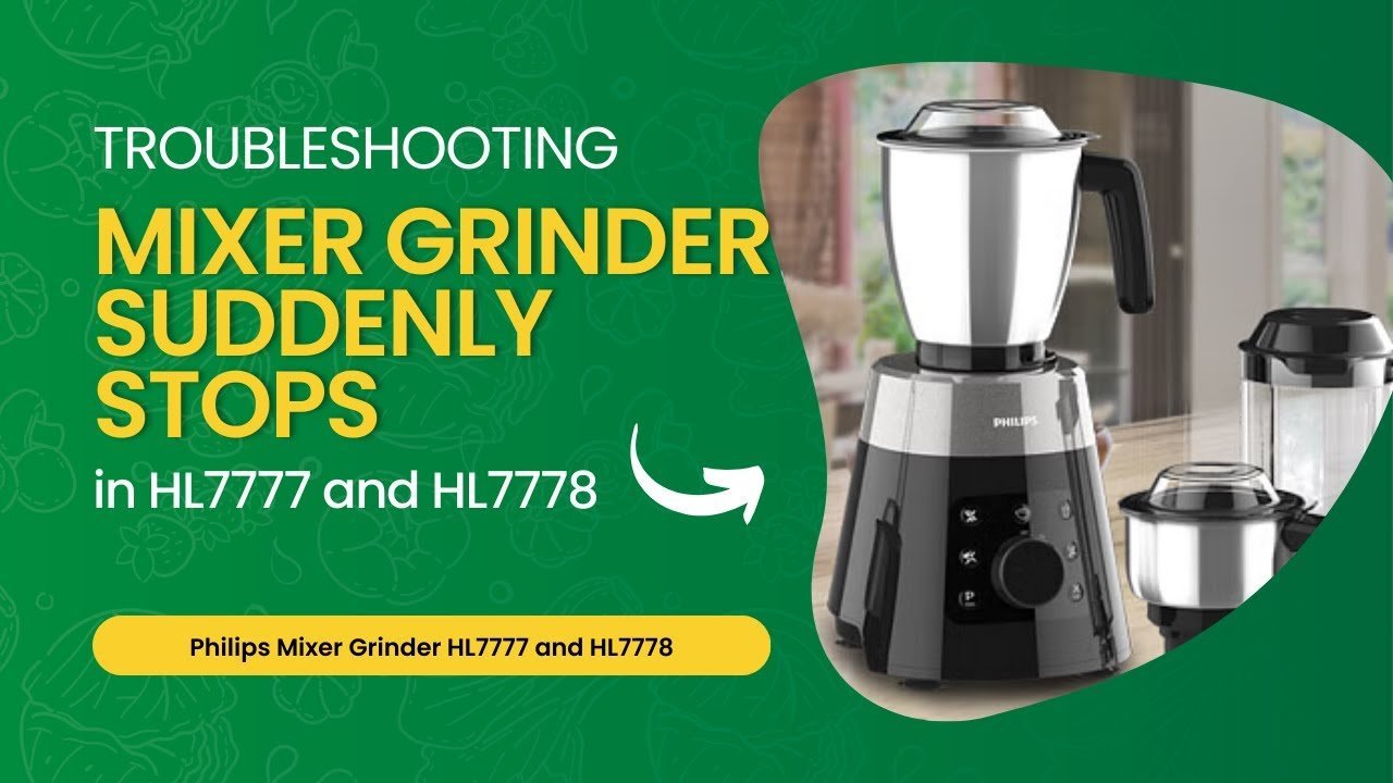 An open user manual and a mixer grinder jar on a kitchen counter.