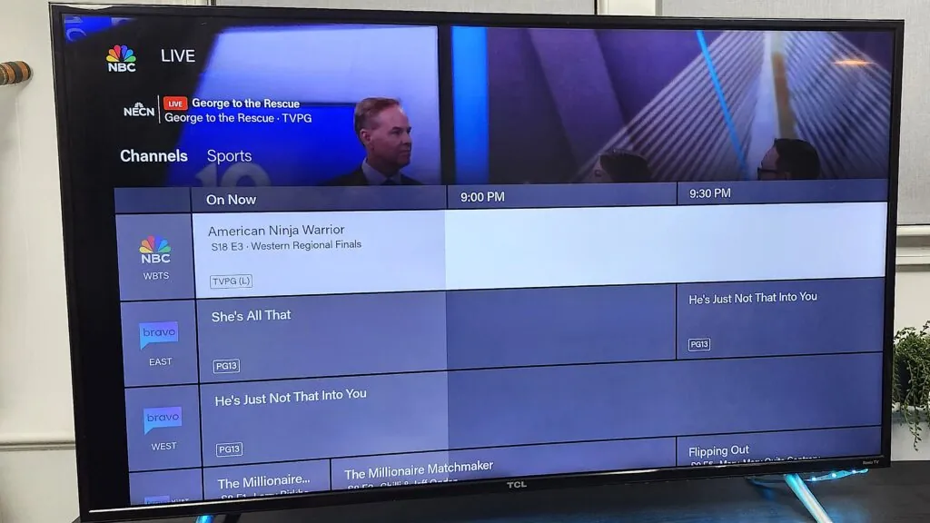 A television menu screen displaying an app update option for a streaming application.