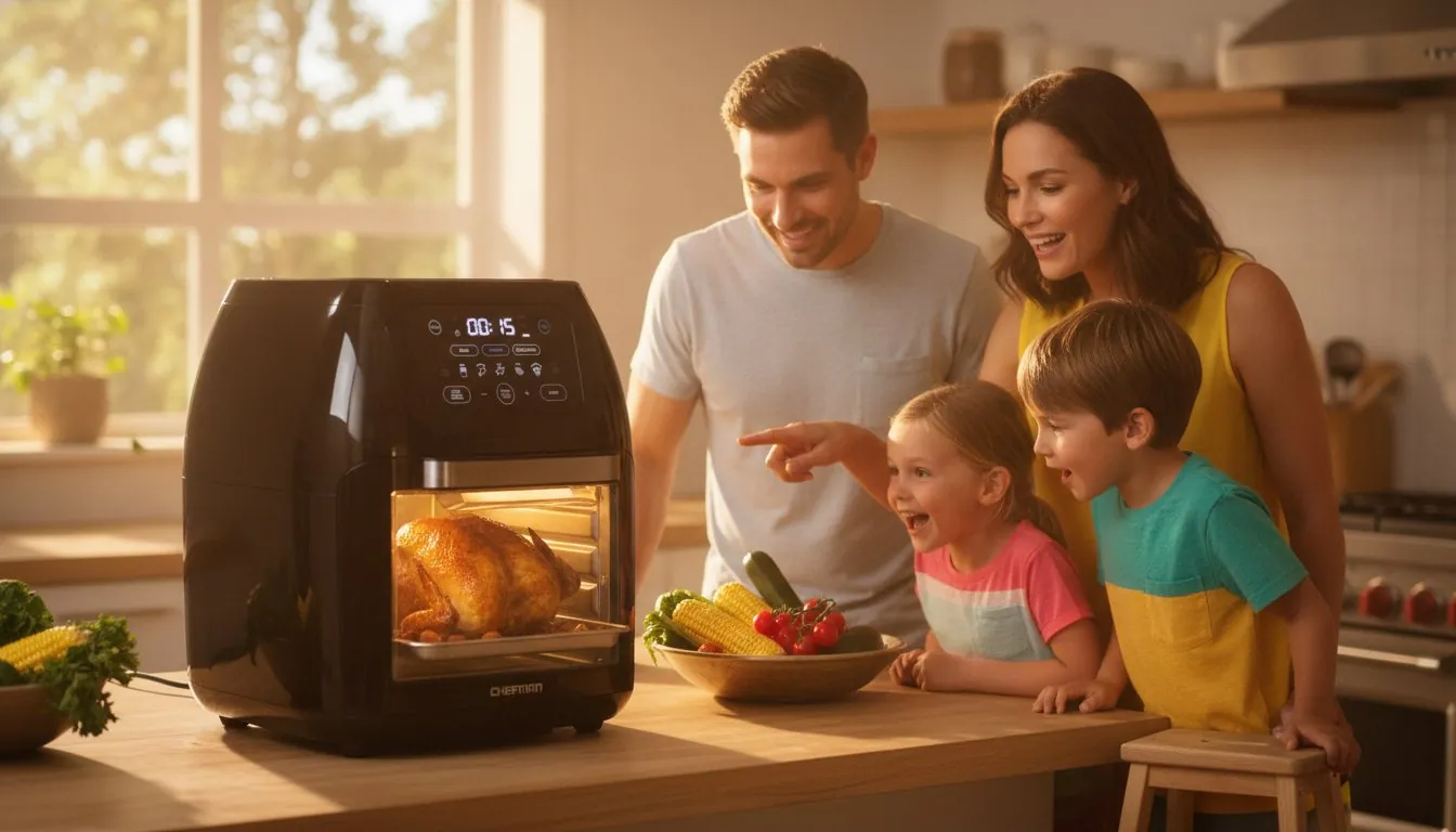 The touch screen of a Chefman air fryer displays flickering lines and unresponsive segments.