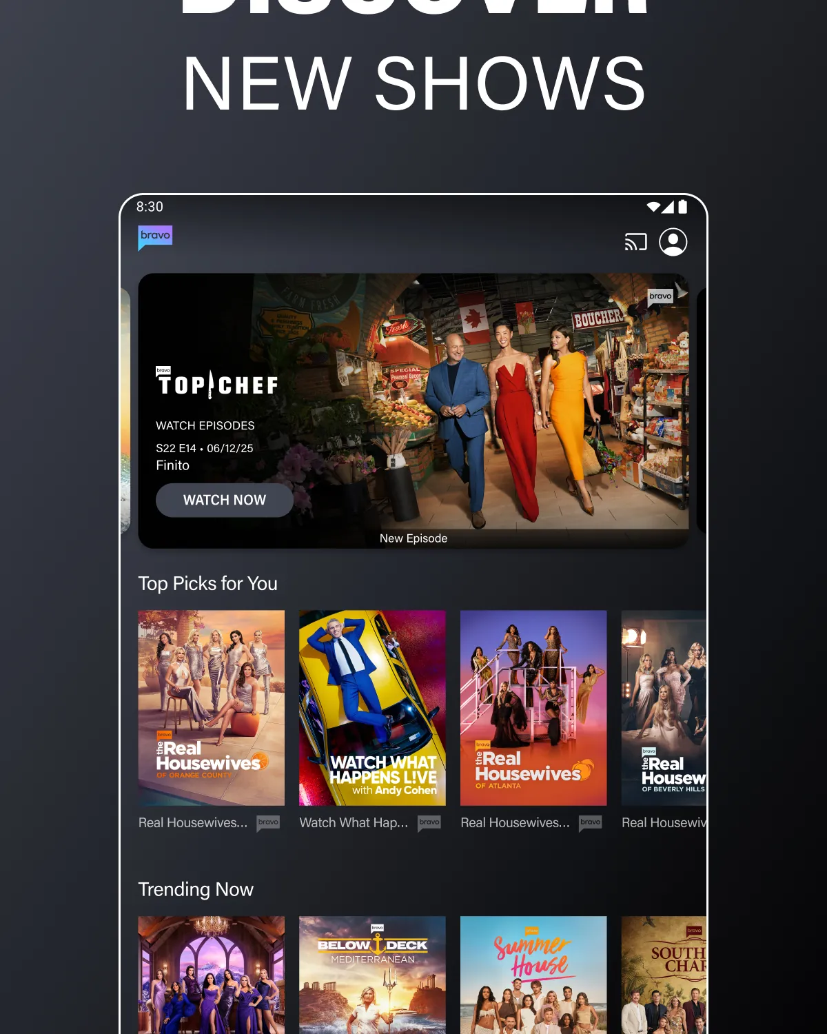 A user updating their app settings to restore the bravo app live experience.
